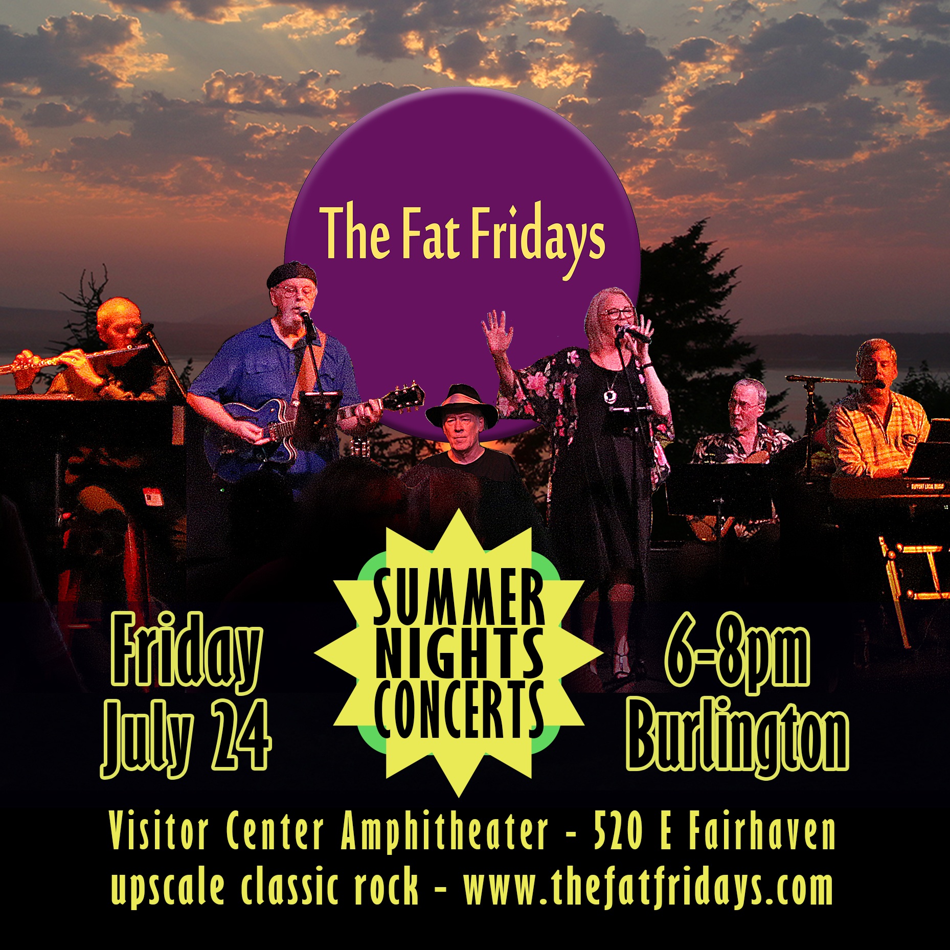 The Fat Fridays band plays the Burlington Summer Nights Concert 7-24-2026